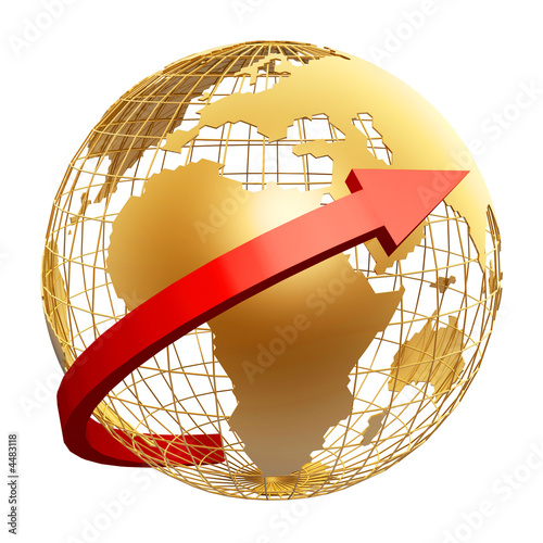 Illustration: golden globe and arrow golden globe and arrow