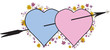his and her hearts surrounded by flowers