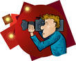 Cameraman with spotlights