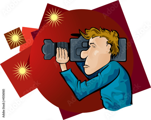 Cameraman with spotlights