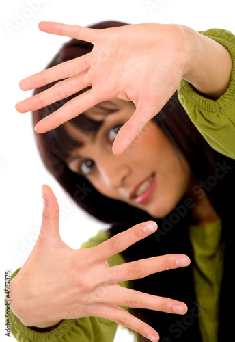 Beautiful girl framing the photo