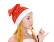 Beauty girl in red hat with cocktail