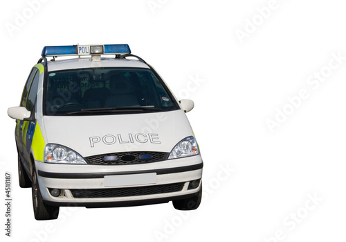 Photo: Police car isolated on white background Police car isolated on white background