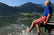 men is walking over the water