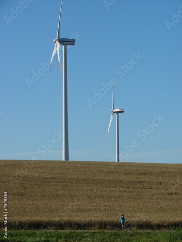 Girl and wind turbines