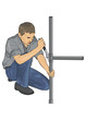 Plumber with tools repair tubes