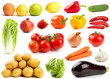 Fruits and vegetables isolated on white