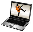 Vector humorous silhouette of businessman and opened laptop Vector humorous silhouette of businessman and opened laptop