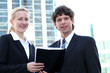 Businesswoman and businessman