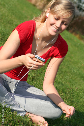 Woman listening to music Woman listening to music