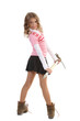 Young girl mountain-climbing shoe and with ice axe