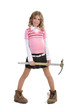 Young girl mountain-climbing shoe and with ice axe
