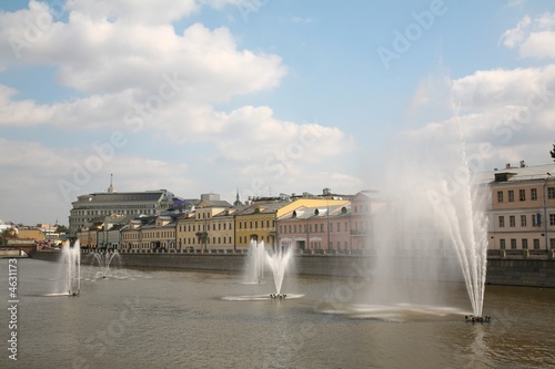 fountains on the river in Moscow