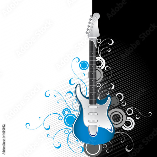 Guitar on a black-and-white background