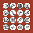 black and white icons set - school