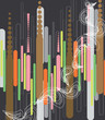 pastel pod lines, dots and curls abstract on grey 