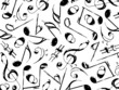 grunge musical notes black on white 