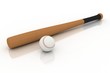 Baseball bat and ball isolated over white Baseball bat and ball isolated over white