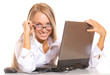 Foto: Young beautiful woman with laptop Young beautiful woman with laptop