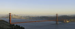 Golden Gate Bridge lit by the setting sun