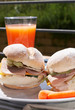Ham and cheese sandwich and juice Ham and cheese sandwich and juice