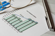 finance chart bar diagram and pen macro