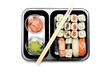 Assortment of Japanese Sushi Set on white