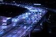 cars at night with motion blur