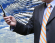Businessman sending code Businessman sending code