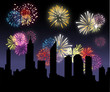 Feu d'artifice sur la ville - Illustration
