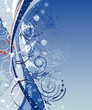 Christmas background with waves and baubles, vector