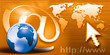 Illustration: internet communication world wide - blue orange internet communication world wide - blue orange