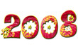 2008 fleuri sur fond blanc