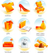 Icon set - shopping related items. Aqua style. Vector Icon set - shopping related items. Aqua style. Vector