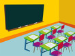 classroom with empty blackboard - illustration