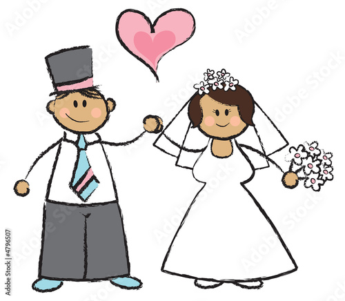 cartoon illustration of a wedding couple © fat*fa*tin #4796507