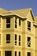 Composite wood sheathing on a building Composite wood sheathing on a building