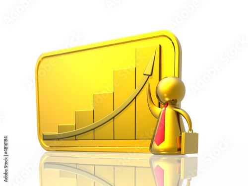 Business man and diagram of success