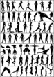 collection of vector people silhouettes - active woman