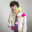 Boy with sticky pads on phone