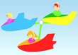 children on funfair ride
