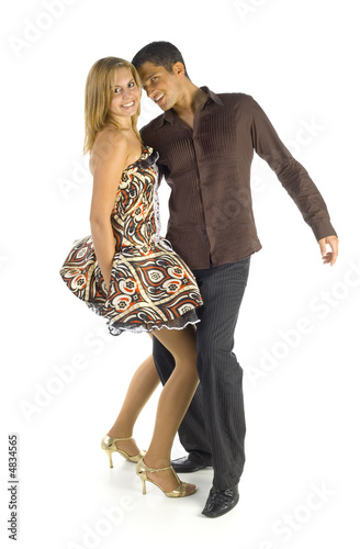 Dancing couple on white