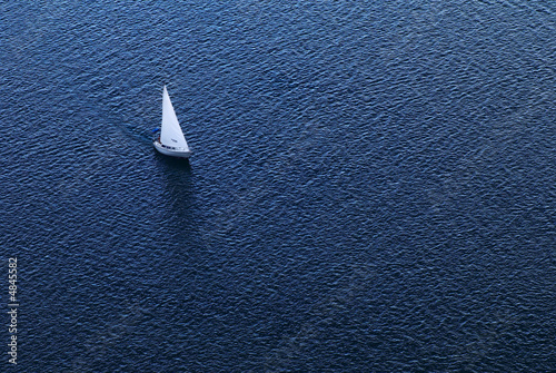 Photo: Lonely yacht. The top view Lonely yacht. The top view