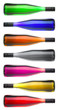 Colorful wine bottles on