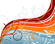 Flower background with waves, element for design, vector