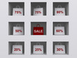 Shopping bags in shelf
