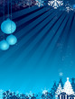 christmas ball with flake in blue background