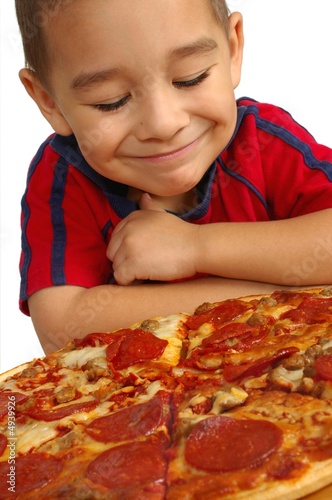 Cute Boy and Pizza