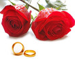 Wedding concept with roses and rings