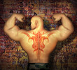 bodybuilder with tattoos posing